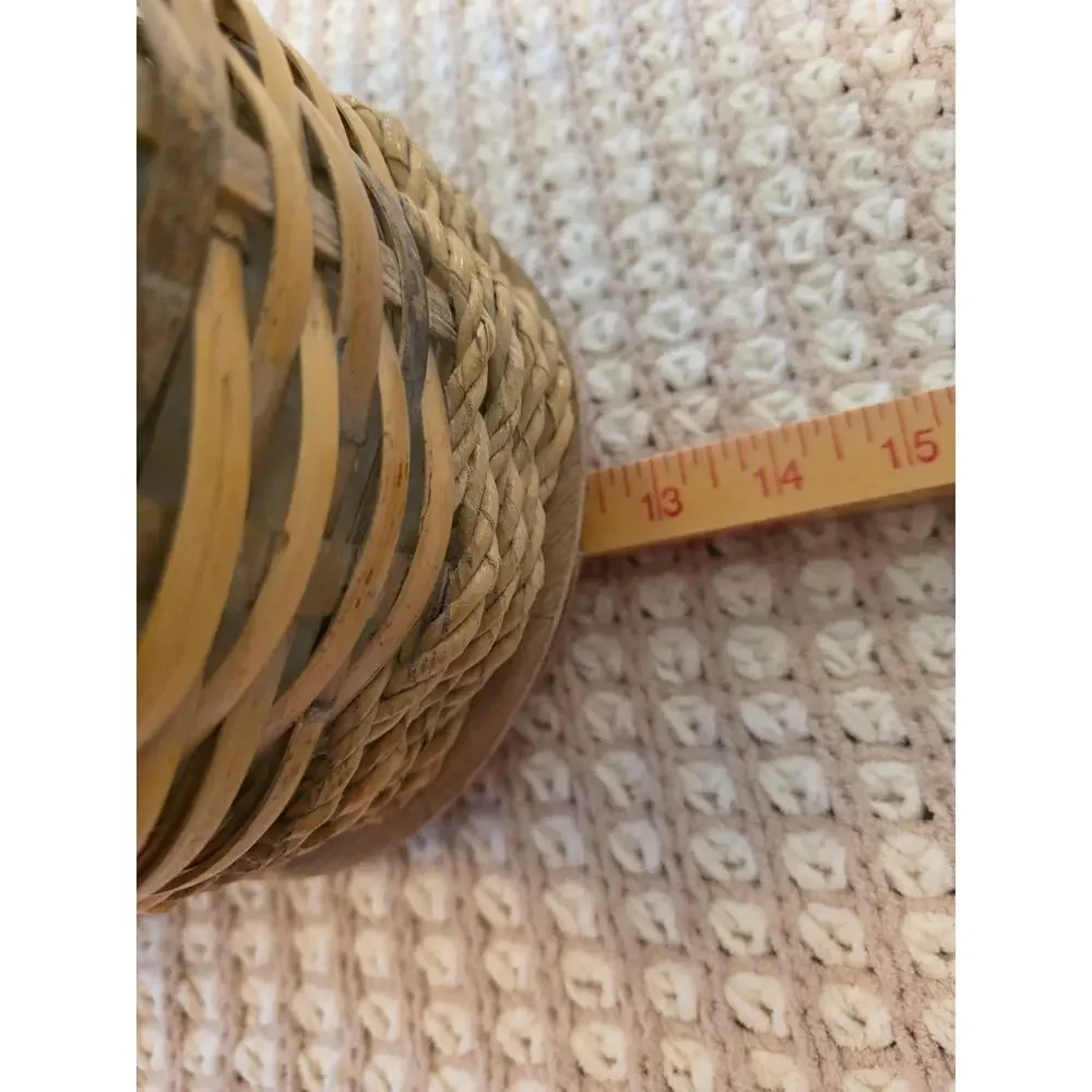 VTG Made in Philippines Heart-Shaped Hard Sided Wicker Picnic Basket Handles